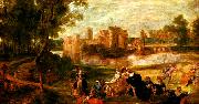 Peter Paul Rubens park utanfor ett slott oil painting artist
